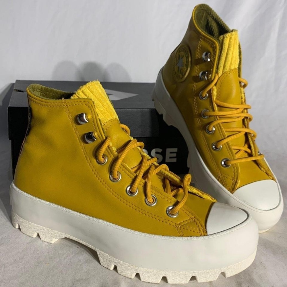 Converse CTAS LUGGED Platform Shoes Mustard Yellow White New Womans 5 - Picture 4 of 5
